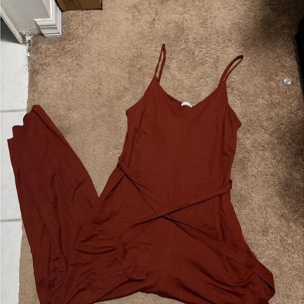 Rust Red Spaghetti Strap Jumpsuit